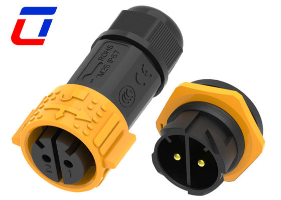 Conector de energia à prova d'água de alta tensão de 600 V IP67 2 pines para equipamentos elétricos