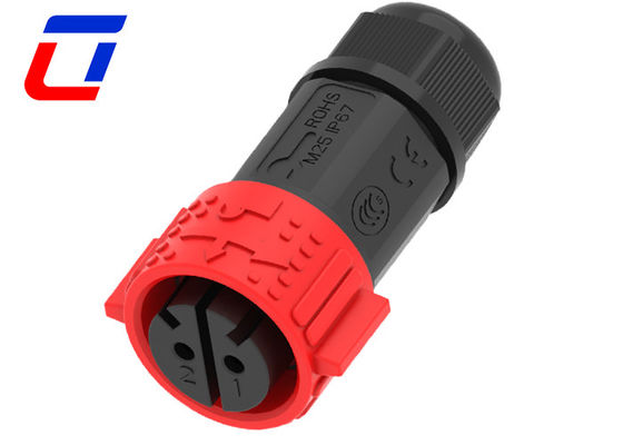 Conector de 2 pines masculino-feminino à prova d'água 50A para cabo de 16,0 mm OD Max.