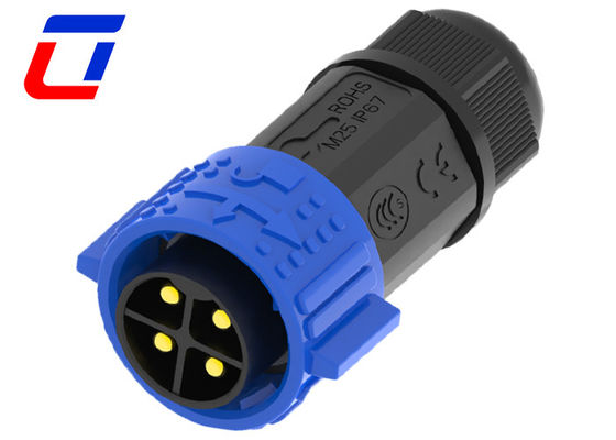 Conector à prova d'água de 4 pinos IP67 600V com bloqueio por empurrão