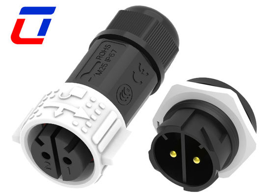 Cor Branca 2 pin Fêmea conector à prova d'água IP67 macho conector de montagem de painel