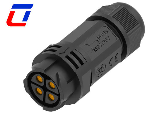 Conector de cabo de alimentação IP67 vermelho 500V 40A Tipo de solda macho Conector feminino 4 pines