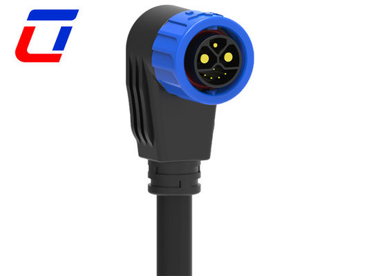 M23 Conectores de cabo moldado a 90 graus 2+1+5 Pin Push Lock Conector à prova d'água