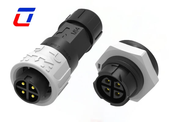 Conector de montagem de painel circular 4Pin M16 IP67 10A Conectores de fio à prova d'água