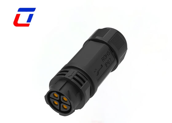 Conector de alimentação M25 4 pinos IP67 50A Latão Push Locking Cabo a Cabo Conectores à prova d'água
