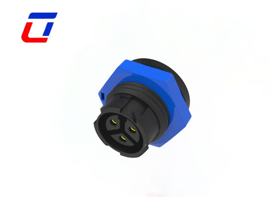 Conector de painel à prova d'água de 3 pinos M16 com trava de pressão para energia