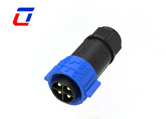 Conector PA66 M25 Macho de 4 Pinos para Fêmea 500V Conector de Alimentação com Trava de Empurrar