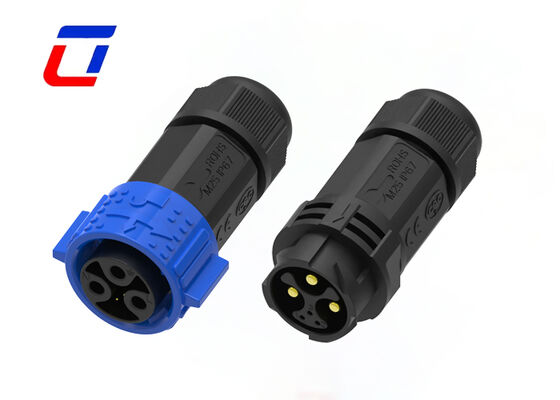 Conector à prova d'água redondo M25 IP67 de 3+3 pinos para dados e energia com trava rápida