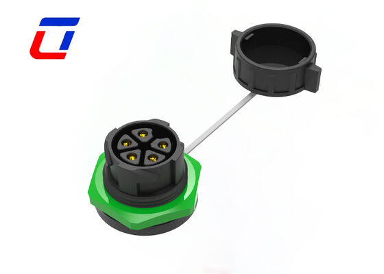 Conectores Circulares M25 de 5 Pinos IP67 50A Conectores Plugue Macho Fêmea de Plástico Tomada