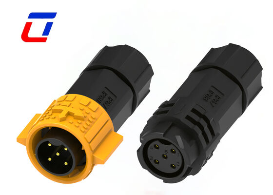 5 pin M19 conector de energia impermeável de plástico PA66 20A macho conector de bloqueio de empuxo feminino