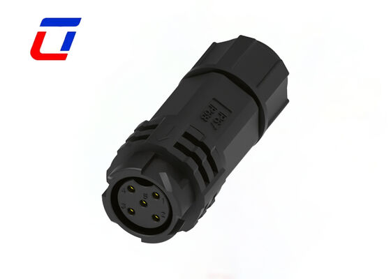 5 pin M19 conector de energia impermeável de plástico PA66 20A macho conector de bloqueio de empuxo feminino
