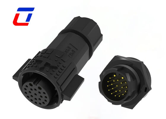 Conector plástico circular do fechamento rápido dos dados do poder PA66 dos multi conectores de Pin M19 2+20