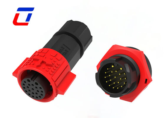 Conector plástico circular do fechamento rápido dos dados do poder PA66 dos multi conectores de Pin M19 2+20
