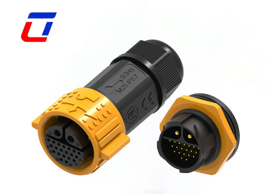 M25 autotravamento rápido conecta circular 22 pinos latão banhado a ouro multi pino IP67 à prova d'água