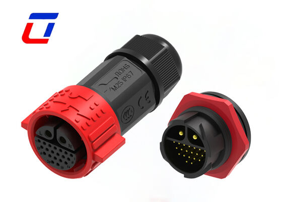 M25 autotravamento rápido conecta circular 22 pinos latão banhado a ouro multi pino IP67 à prova d'água