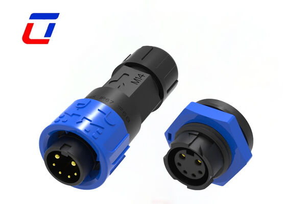 M16 Conector circular de plástico de 2+4 pines de 300 V Conectores de sinal elétrico externos à prova d'água