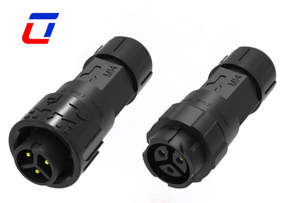O homem do conector de Pin IP67 3 e M16 fêmea 10A 300V impermeabilizam o conector de alimentação