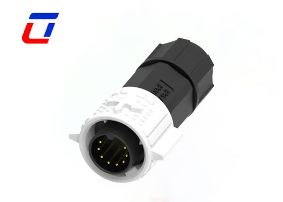Conector circular de 8 pinos de baixa tensão de 300 V M19 PA66 Conector de dados de bloqueio por empurrão à prova d'água