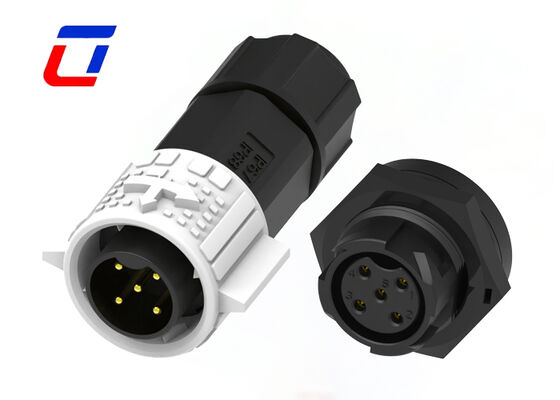20A IP67 Conectores elétricos de bloqueio rápido à prova d'água M19 5 pines Conector de plástico masculino feminino
