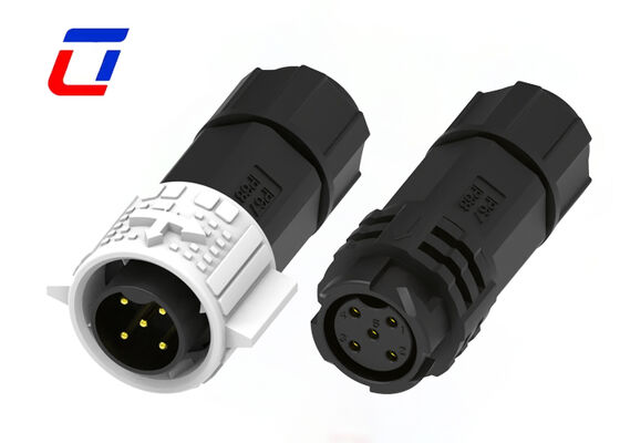 20A IP67 Conectores elétricos de bloqueio rápido à prova d'água M19 5 pines Conector de plástico masculino feminino