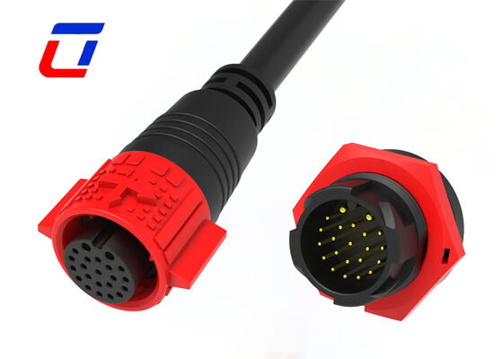 Conectores à prova d'água IP67 M19 de desconexão rápida fio a placa de 2+20 pinos para energia e sinal