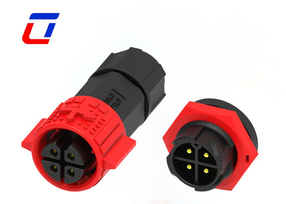 20A PA66 Conector de fio a fio 4 pin M19 Push Lock IP67 Conector de energia à prova d'água