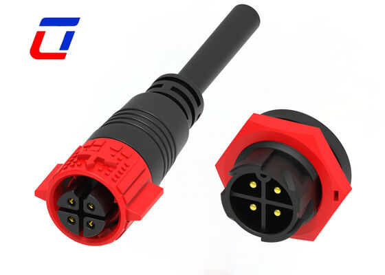 20A PA66 Conector de fio a fio 4 pin M19 Push Lock IP67 Conector de energia à prova d'água