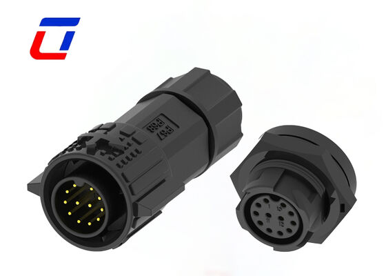 M19 12 Pin 300V IP67 Conectores circulares de plástico Push Locking Conector de dados à prova d'água