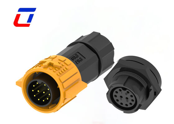 M19 12 Pin 300V IP67 Conectores circulares de plástico Push Locking Conector de dados à prova d'água
