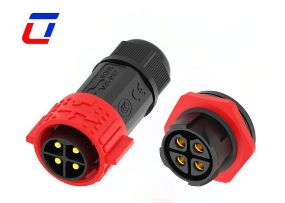 Corrente alta 50A M25 4 pines Conector macho para feminino PA66 Conectores circulares de plástico