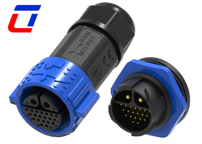 Conector de energia de alta corrente de 2 pines 40A Conector de dados à prova d'água de 20 pines IP67