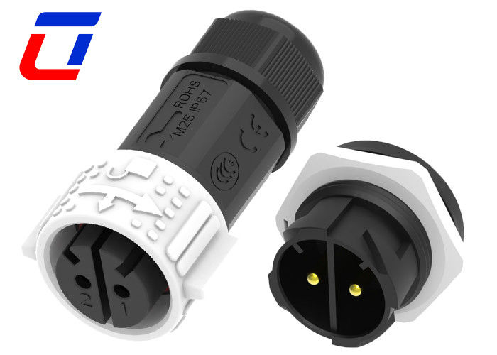 Cor Branca 2 pin Fêmea conector à prova d'água IP67 macho conector de montagem de painel