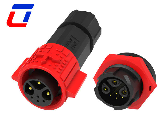 Conector à prova d'água IP67 de 300V, 3 pines de energia masculina, 4 pines de sinal feminino