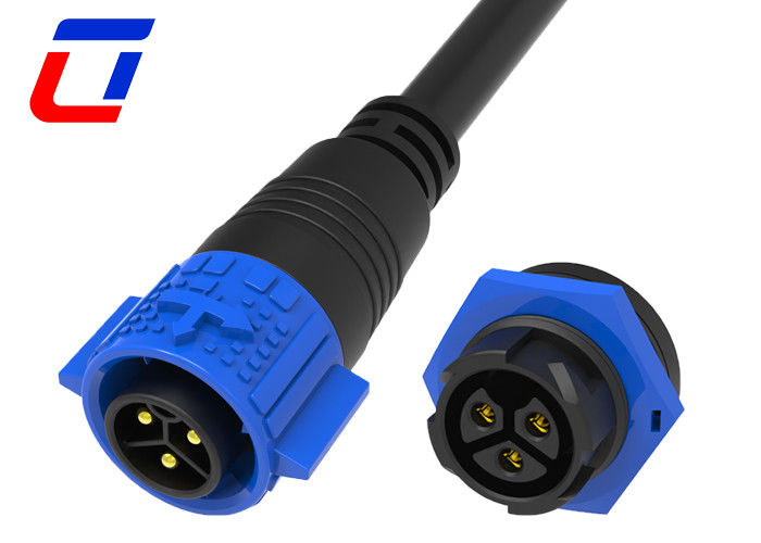 M19 LED 3 pin conector à prova d'água cabo masculino conector de montagem de painel feminino 20A