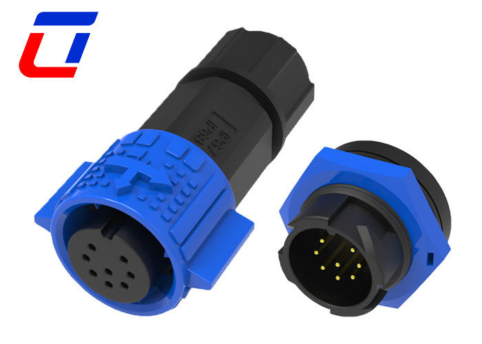 Sinal 5A Bloqueio rápido Conector circular à prova d'água 8 pin M19 Para LED