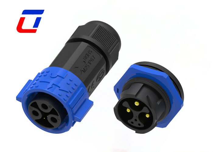 Conector à prova d'água M25 3+3 Pin IP67 15A macho Fêmea