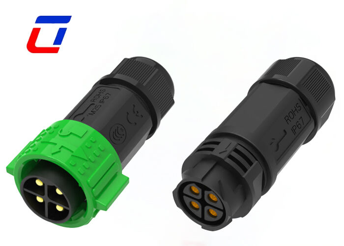 Conector de alimentação M25 4 pinos IP67 50A Latão Push Locking Cabo a Cabo Conectores à prova d'água