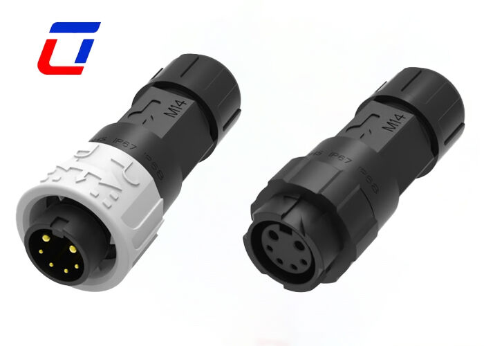 M16 2+4 Pin Connector Round IP67 Conectores de iluminação exterior de plástico à prova d'água