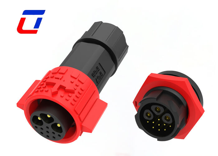 Conector industrial M19 macho e fêmea, plástico PA66, à prova d'água, para energia e dados