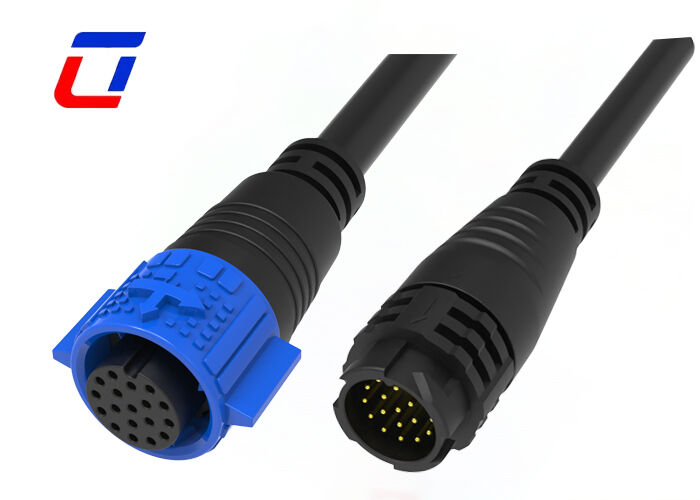 Conectores de fio estanques M19, conector de 18 pinos com trava de pressão, transmissão de sinal IP67