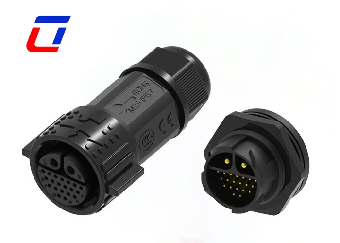 M25 2+20 Conector de cabo de pólo de libertação rápida IP67 Conectores de fio solar para a placa