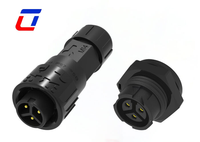 M16 3 Conector de cabo à prova d'água de núcleo DC de fecho rápido Conectores de energia de latão revestidos de ouro