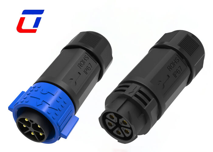 Conectores elétricos de bloqueio rápido de 20A M25 5 pines IP67 Conectores à prova d'água de fios masculinos e femininos
