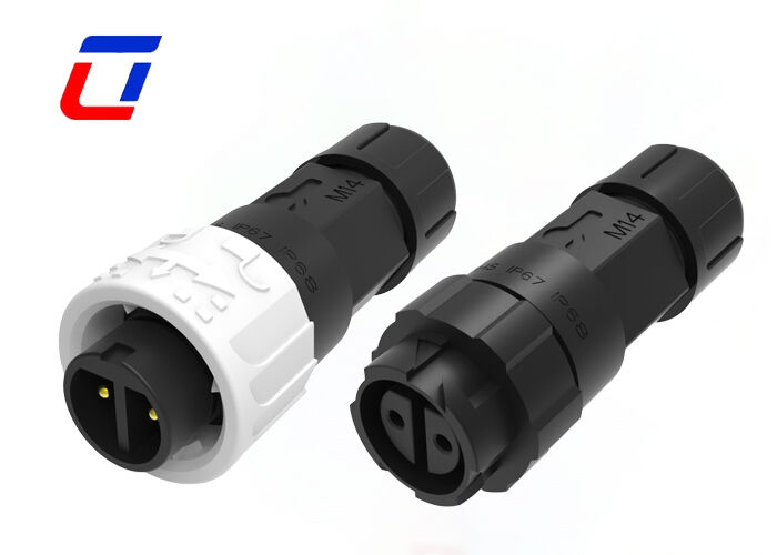 IP67 M16 10A Conectores à prova d'água de 2 pinos ODM Push Lock Conector de alimentação de fios circulares