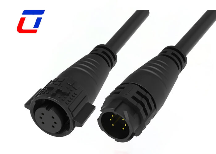 M19 6 Pin 10A Conectores de fio dourado PA66 Conector de dados à prova d'água