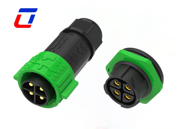 M25 600V 50A Conector de alimentação DC à prova d'água Conectores de plástico masculino-feminino 4 pines