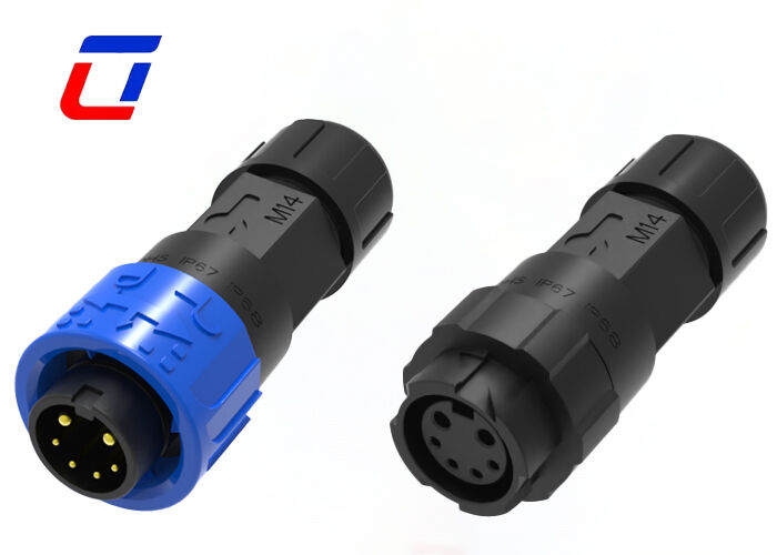 M16 Conector circular de plástico de 2+4 pines de 300 V Conectores de sinal elétrico externos à prova d'água