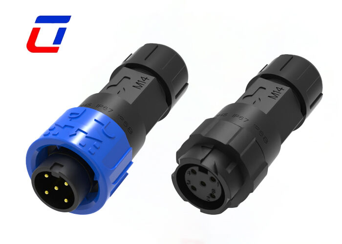 8A M16 5 pin IP67 Conectores de energia ODM Conector de fechamento por empurrão à prova d'água externo