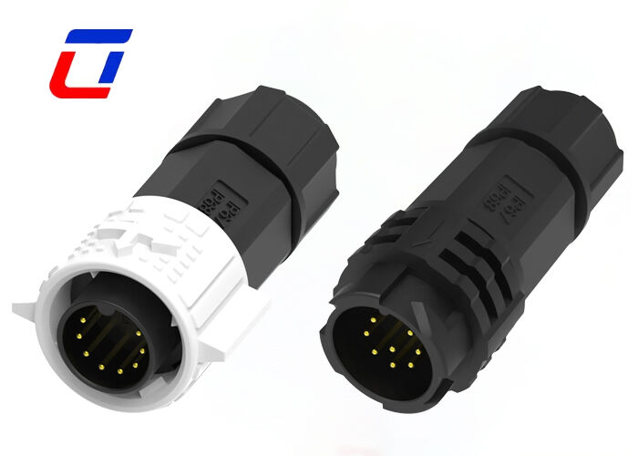 Conector circular de 8 pinos de baixa tensão de 300 V M19 PA66 Conector de dados de bloqueio por empurrão à prova d'água