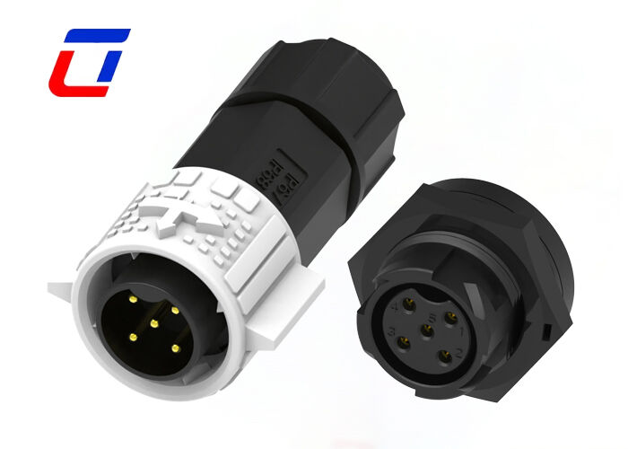 20A IP67 Conectores elétricos de bloqueio rápido à prova d'água M19 5 pines Conector de plástico masculino feminino
