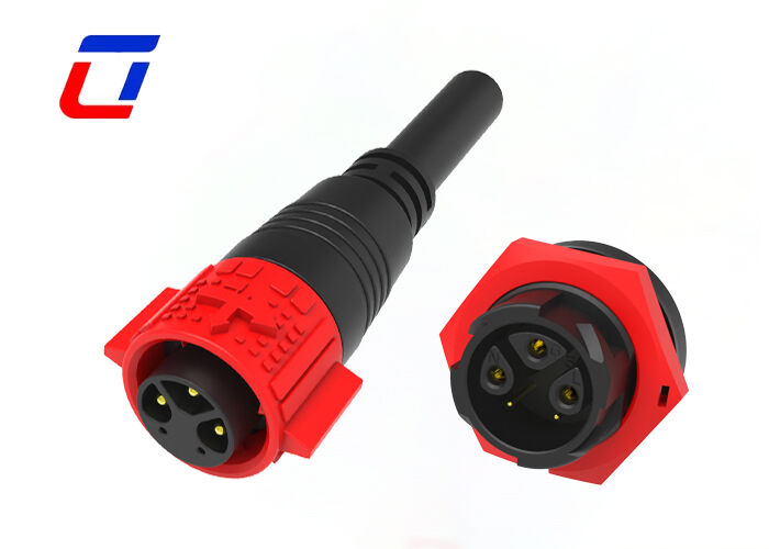 Conectores de cabos de 3+2 pines de 300V Conector rápido de dados vermelho M19 à prova d'água para iluminação
